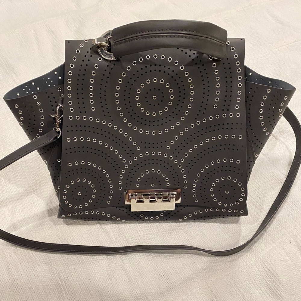 Authentic ZAC Zac Posen Grommet Leather Eartha Iconic Top Handle Satchel